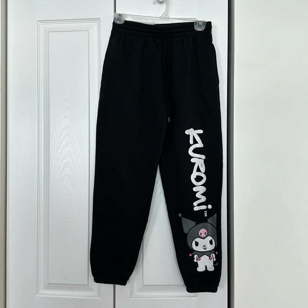 SANRIO KUROMI BLACK DRAWSTRING ELASTIC WAIST JOGGERS SIZE SMALL
